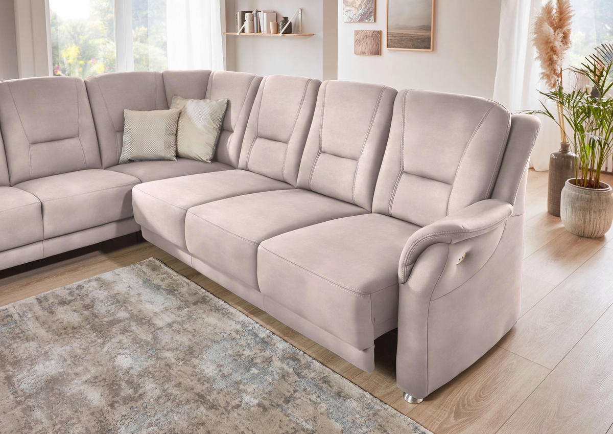 ECKSOFA in Mikrofaser Rosa  223/275 cm  - Beige/Alufarben, KONVENTIONELL, Textil/Metall (223/275cm) - Beldomo Comfort