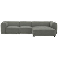 ECKSOFA in Flachgewebe Grau  341/164 cm  - Schwarz/Grau, Design, Kunststoff/Textil (341/164cm) - W.Schillig