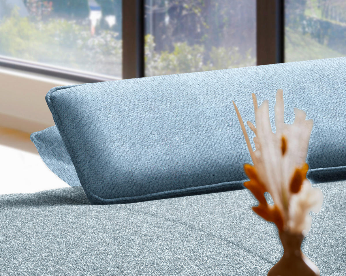 ECKSOFA in Flachgewebe Blau  - Blau/Schwarz, Design, Textil/Metall (191/301cm) - Moderano