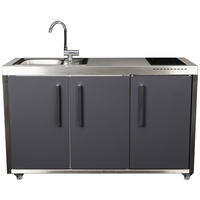 OUTDOORKÜCHE - Schieferfarben/Edelstahlfarben, Basics, Metall (157/98/62cm)