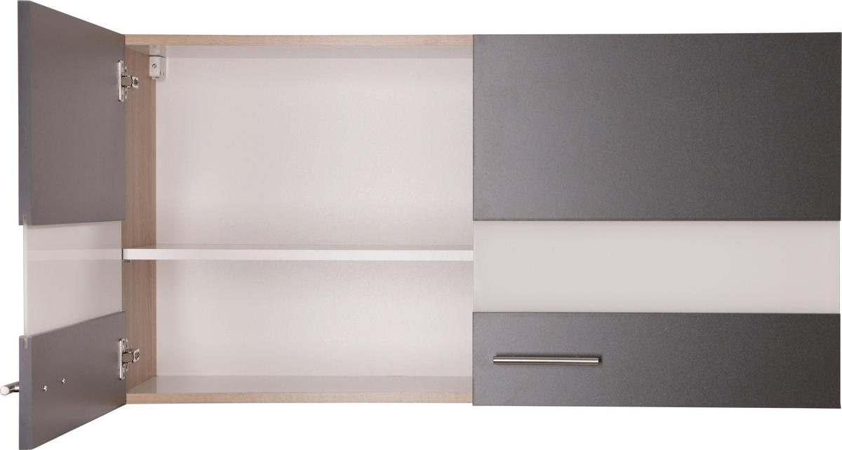 KÜCHENOBERSCHRANK 110/56,1/34,6 cm  in Grau, Eichefarben  - Eichefarben/Silberfarben, Basics, Glas/Holzwerkstoff (110/56,1/34,6cm) - Respekta