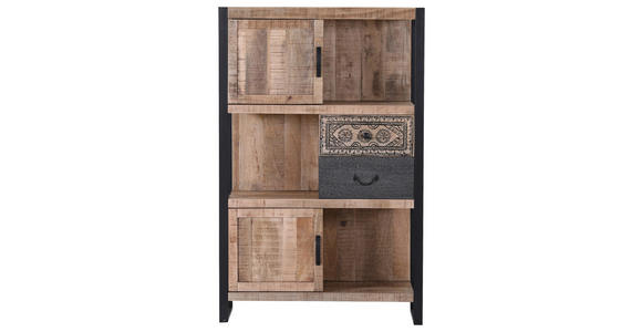 HIGHBOARD Mangoholz massiv Braun, Naturfarben, Schwarz Rückwand, Oberplatte, Füße  - Schwarz/Braun, Design, Holz/Holzwerkstoff (90/140/43cm) - Landscape