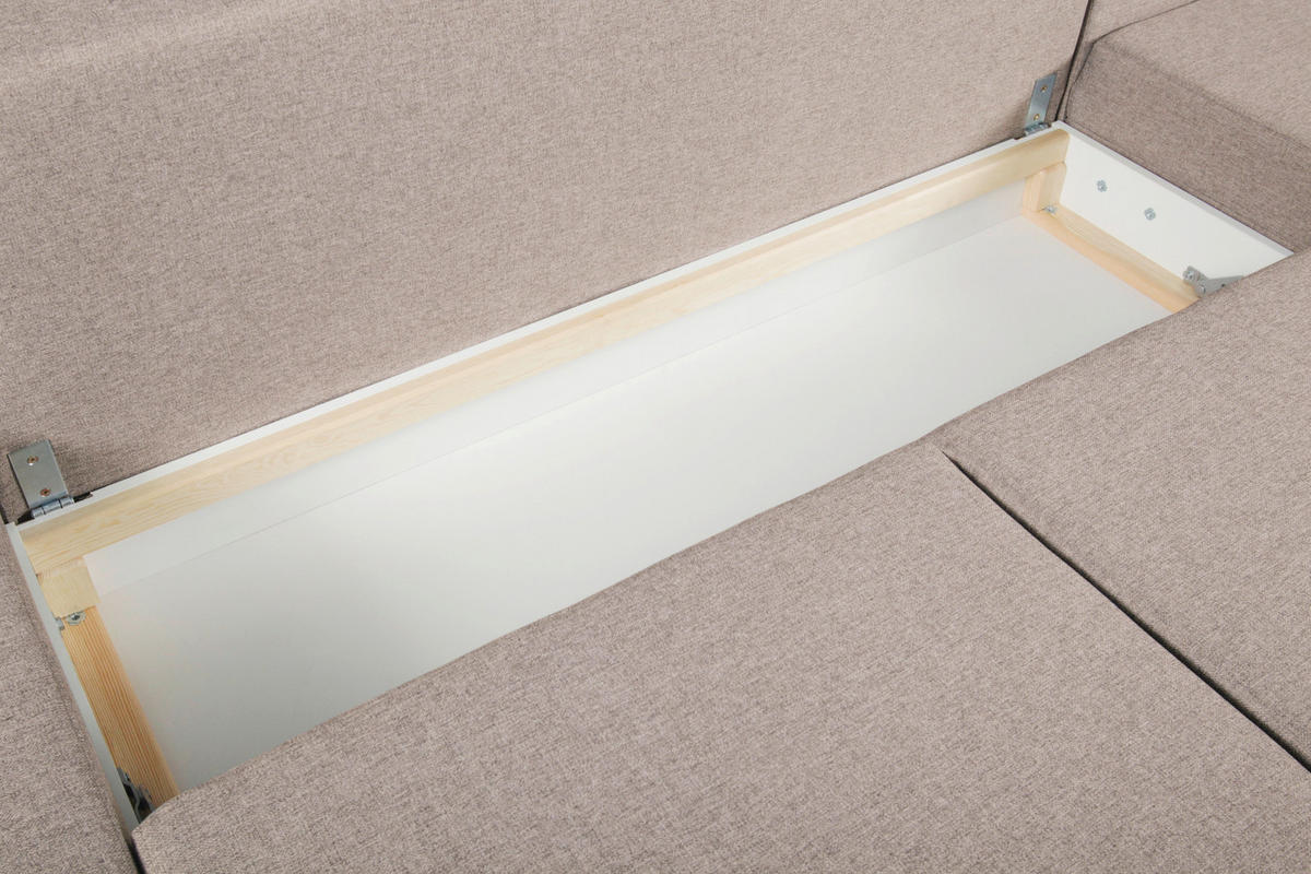 ECKSOFA Beige Webstoff  - Beige/Anthrazit, Trend, Holz/Textil (313/215cm) - MID.YOU