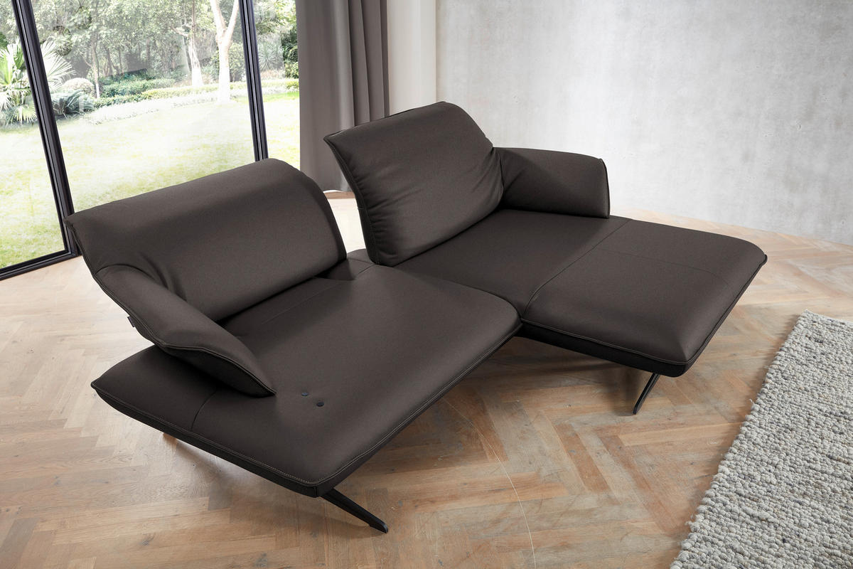 ECKSOFA in Echtleder Dunkelbraun  - Dunkelbraun/Beige, Design, Leder/Metall (252/169cm) - Koinor