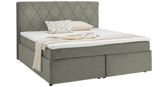 BOXSPRINGBETT 180/200 cm in Greige - Greige/Schwarz, Design, Kunststoff/Textil (180/200cm) - Xora