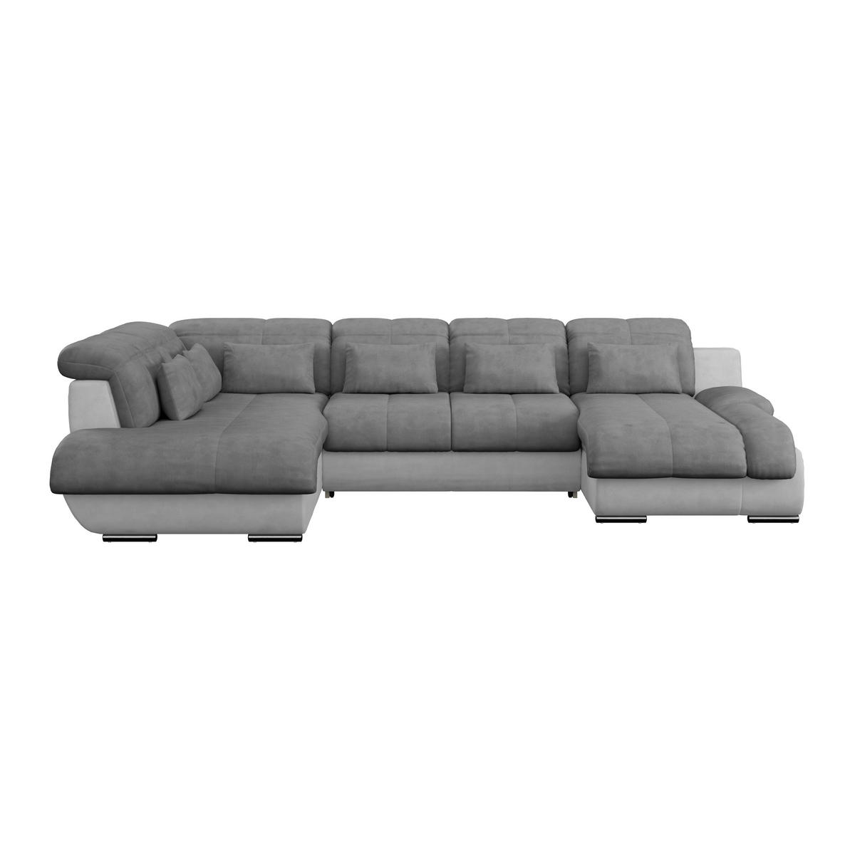 WOHNLANDSCHAFT in Mikrofaser Hellgrau, Dunkelgrau  - Chromfarben/Dunkelgrau, Modern, Textil/Metall (228/345/184cm) - MID.YOU
