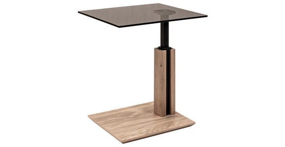 BEISTELLTISCH Wildeiche furniert rechteckig Grau, Wildeiche  - Wildeiche/Grau, Design, Glas/Holz (55/47/47-65cm) - Venda