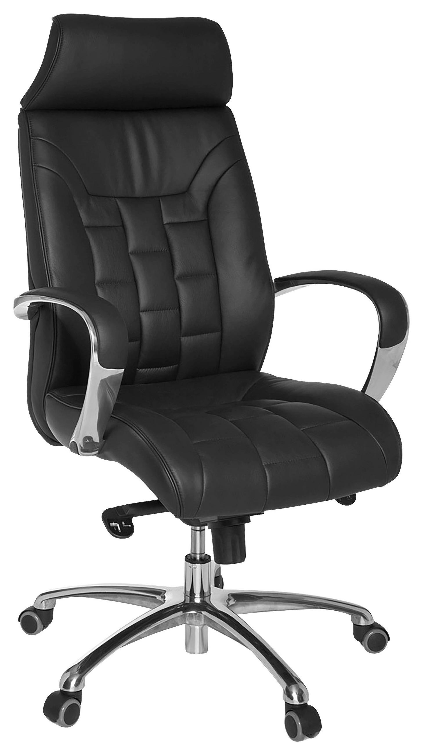 FŐNÖKI SZÉK  fekete  - fekete/alumínium színű, Modern, műanyag/bőr (66/128/62cm) - MID.YOU