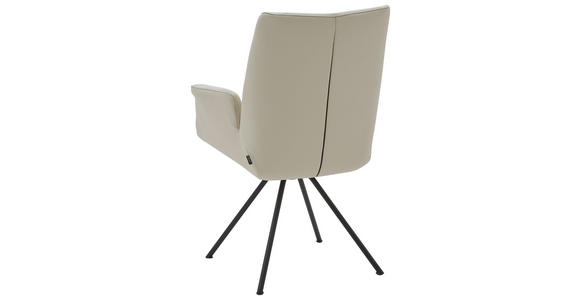 ARMLEHNSTUHL drehbar  Beinauswahl, Lederauswahl, Sitzfläche 360° drehbar  Echtleder  - Creme/Schwarz, Design, Leder/Metall (65/91/63cm) - Dieter Knoll