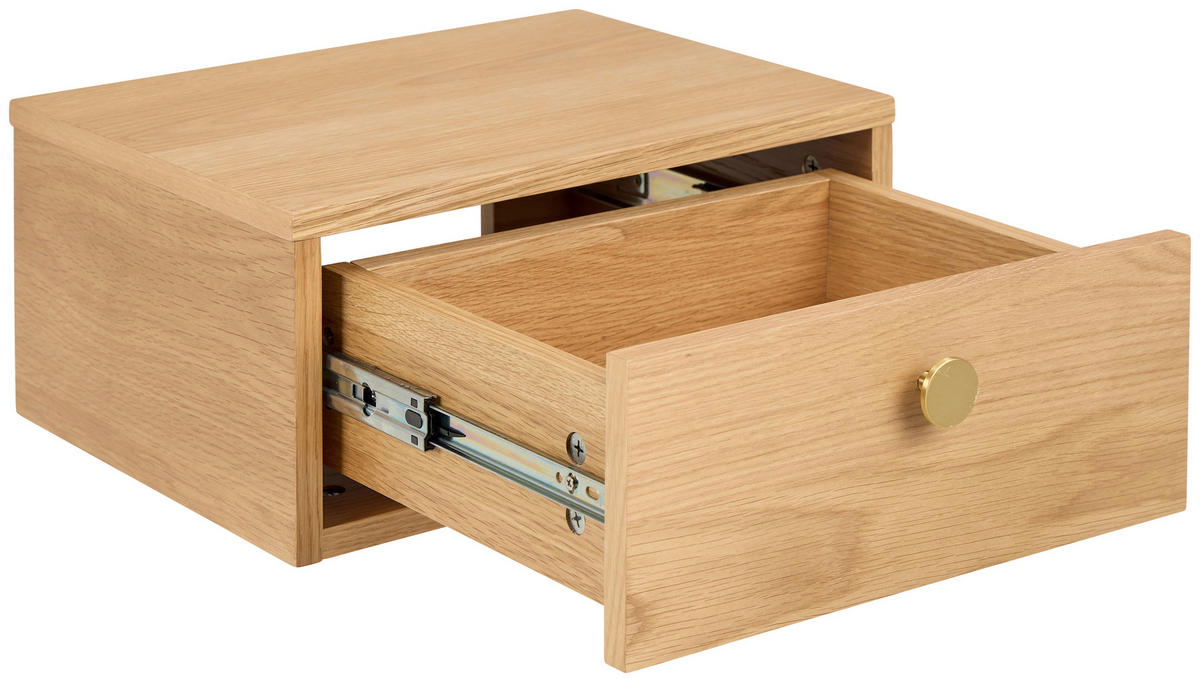 NACHTTISCH 40/18/30 cm  in furniert Eichefarben  - Eichefarben/Goldbraun, Modern, Holzwerkstoff/Metall (40/18/30cm) - MID.YOU