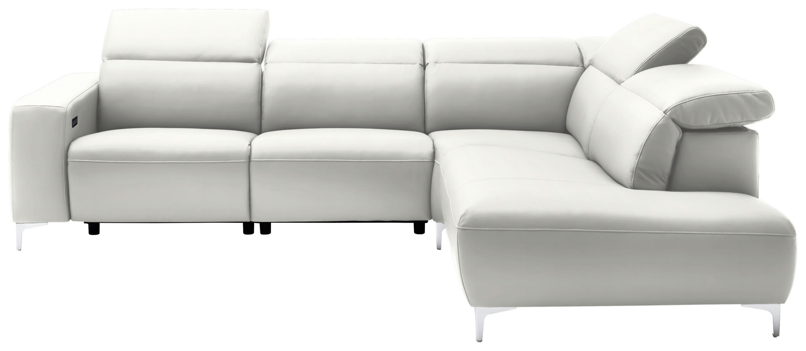 ECKSOFA in Echtleder Weiss  - Chromfarben/Weiss, Design, Leder/Metall (290/223cm) - Pure Home Lifestyle