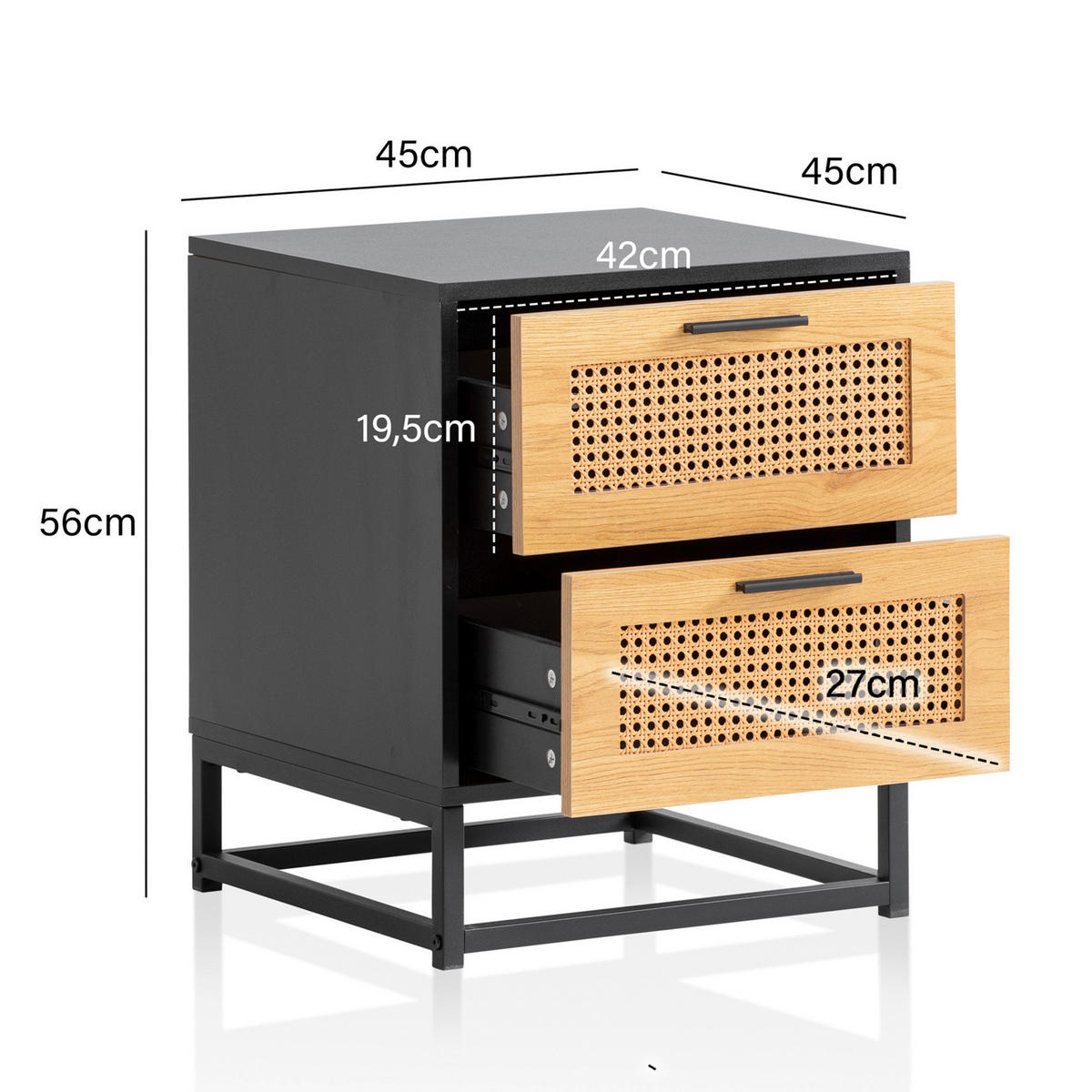 NOČNÝ STOLÍK, čierna, 45/56/45 cm - hnedá/čierna, Konventionell, kov/kompozitné drevo (45/56/45cm) - Livetastic
