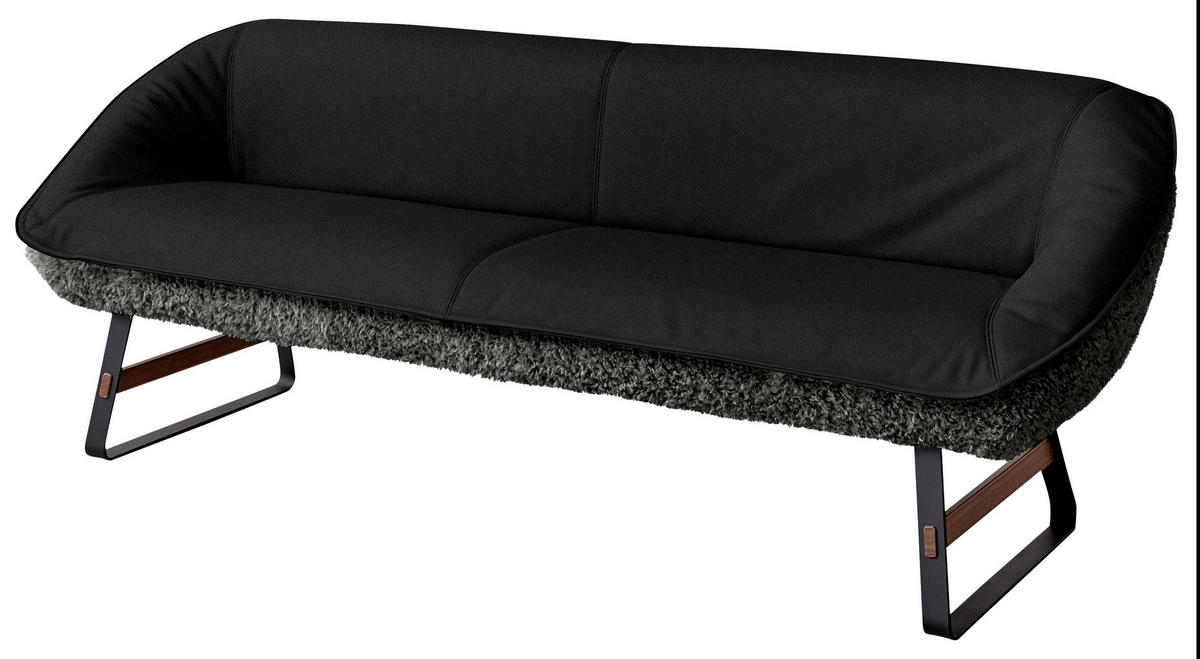 SITZBANK 229/88/80 cm  in Anthrazit  - Anthrazit/Schwarz, Design, Leder/Holz (229/88/80cm) - Koinor