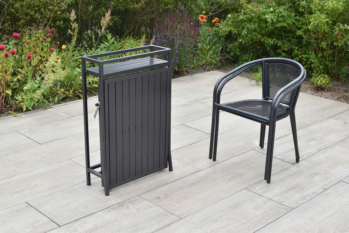 BALKONSET Graphitfarben, Grau 5-teilig  - Graphitfarben/Grau, KONVENTIONELL, Textil/Metall - Gardenson