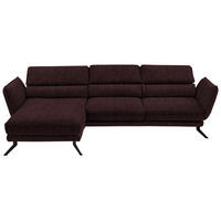 ECKSOFA in Velours Dunkelbraun  153/283 cm  - Dunkelbraun/Schwarz, Design, Textil/Metall (153/283cm) - Valdera