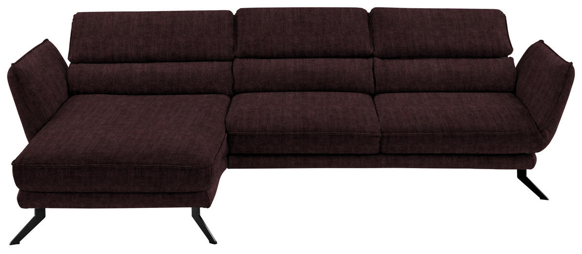 ECKSOFA in Velours Dunkelbraun  153/283 cm  - Dunkelbraun/Schwarz, Design, Textil/Metall (153/283cm) - Valdera