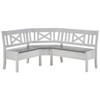 ECKBANK 170/147 cm Grau, Weiß Kiefer massiv   - Weiß/Grau, ROMANTIK / LANDHAUS, Holz (170/147cm) - Boxxx