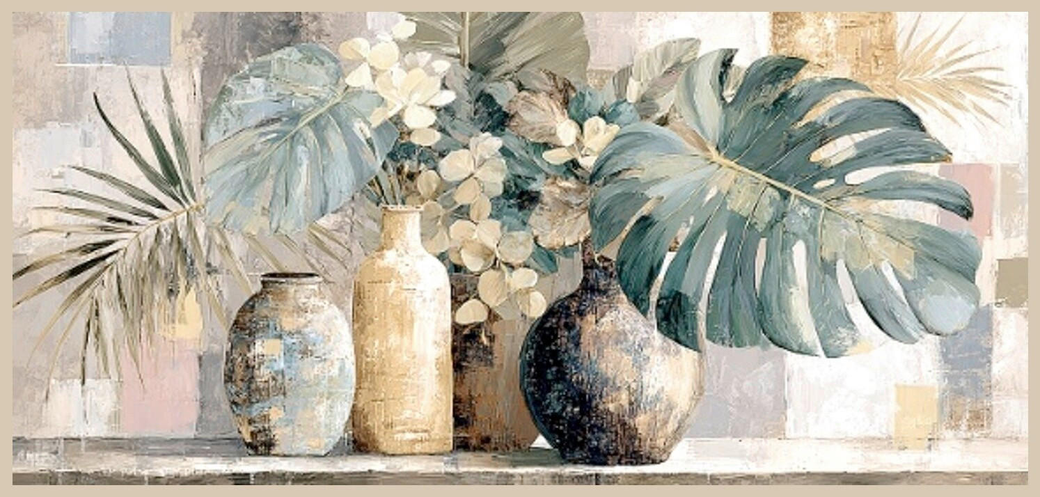 LEINWANDBILD Stillleben, Pflanzen 115/55 cm  - Multicolor, Basics, Holz/Papier (115/55cm) - Euroart