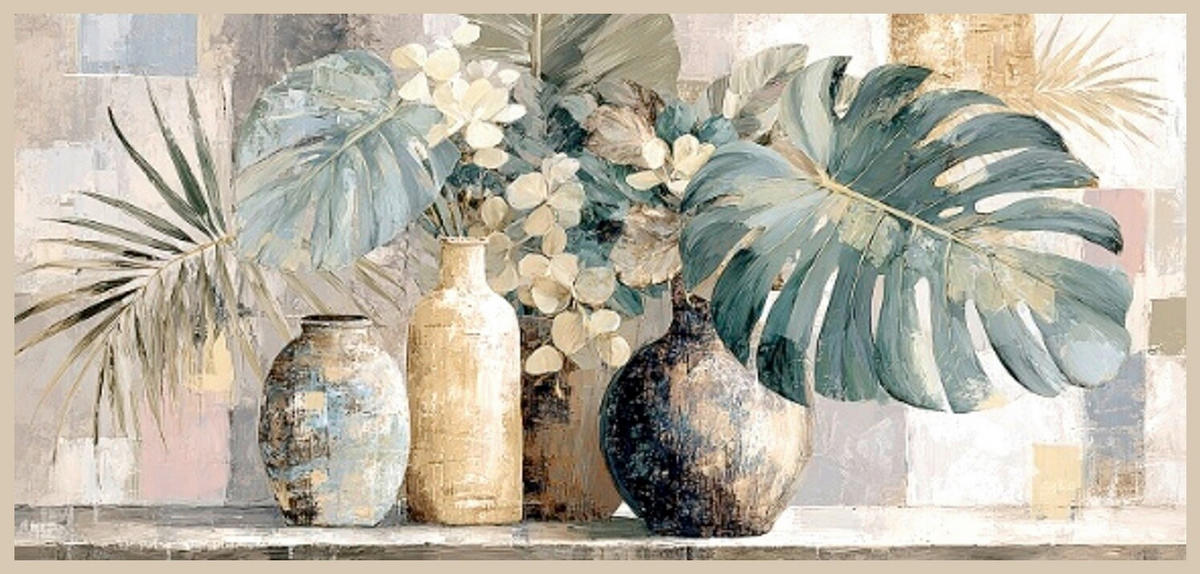 LEINWANDBILD Stillleben, Pflanzen 115/55 cm  - Multicolor, Basics, Holz/Papier (115/55cm) - Euroart