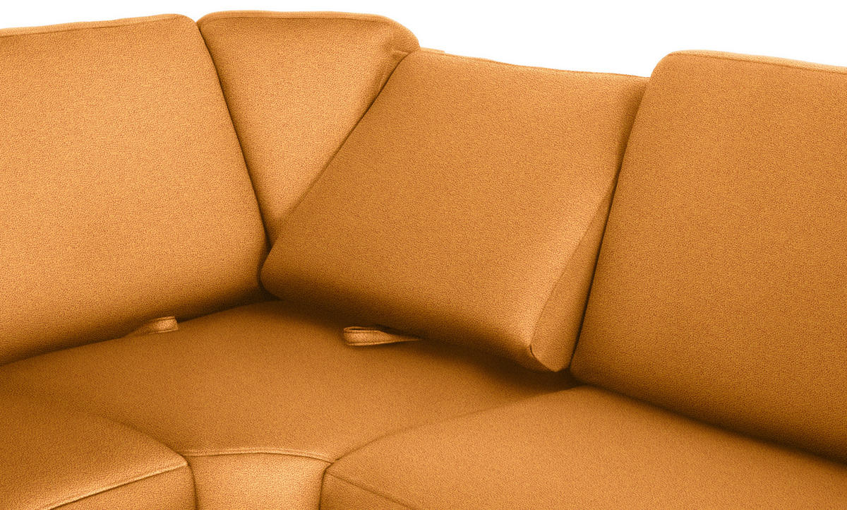 WOHNLANDSCHAFT in Flachgewebe Currygelb  - Chromfarben/Currygelb, KONVENTIONELL, Textil/Metall (163/336/240cm) - Beldomo System