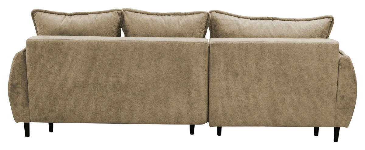 ECKSOFA MURANO Beige Chenille Zierkissen, Rückenkissen, Bettkasten  - Beige/Schwarz, Design, Holz/Textil (167/242cm) - MID.YOU