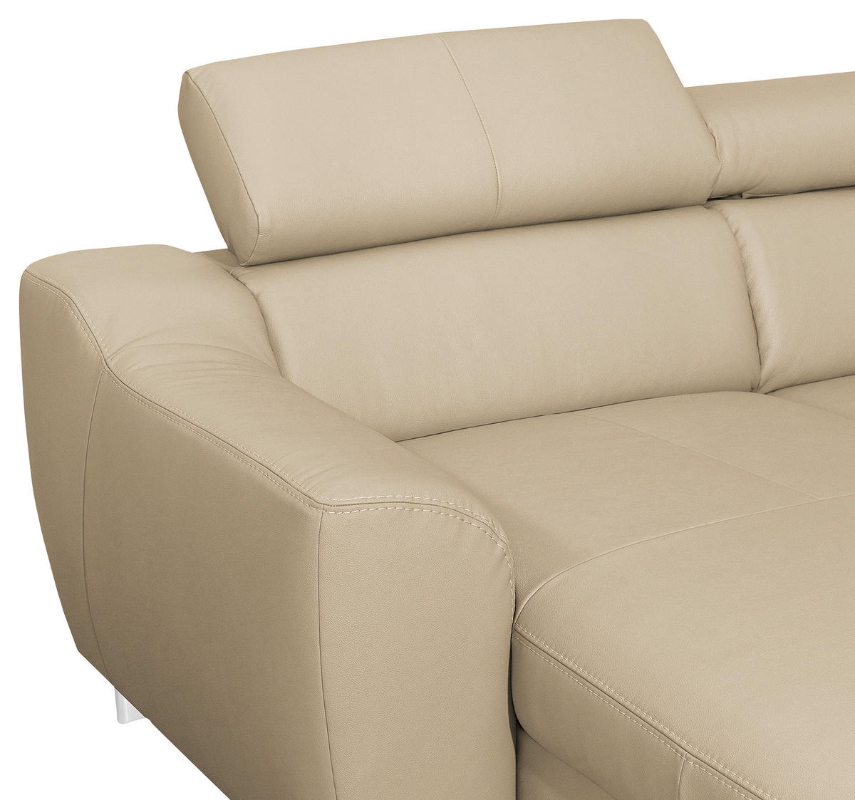 WOHNLANDSCHAFT in Lederlook Echtleder Beige  - Chromfarben/Beige, Design, Leder/Textil (175/315/208cm) - Livetastic
