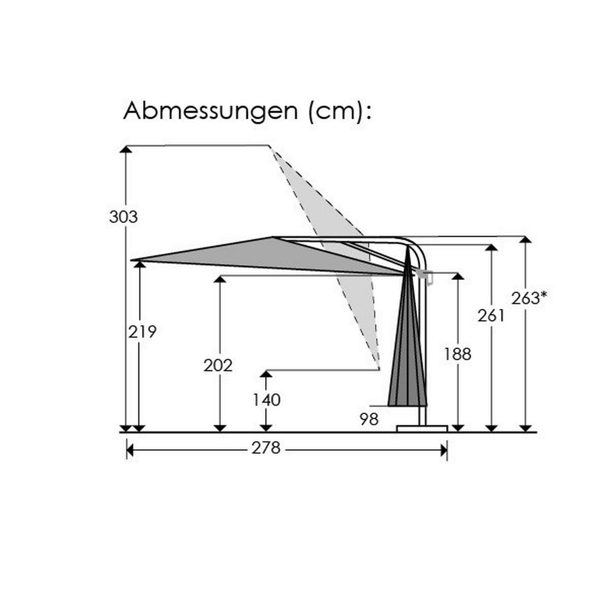 ZÁVESNÝ SLNEČNÍK 278/263/300 cm - antracitová/terakota, Basics, kov/textil (278/263/300cm)