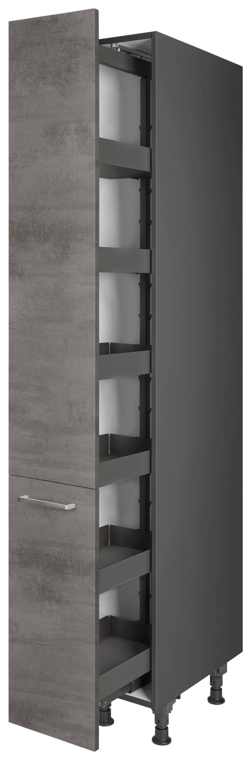 APOTHEKERSCHRANK 30/216,6/58 cm  in Schieferfarben  - Schieferfarben/Edelstahlfarben, MODERN, Holzwerkstoff/Metall (30/216,6/58cm) - Nobilia