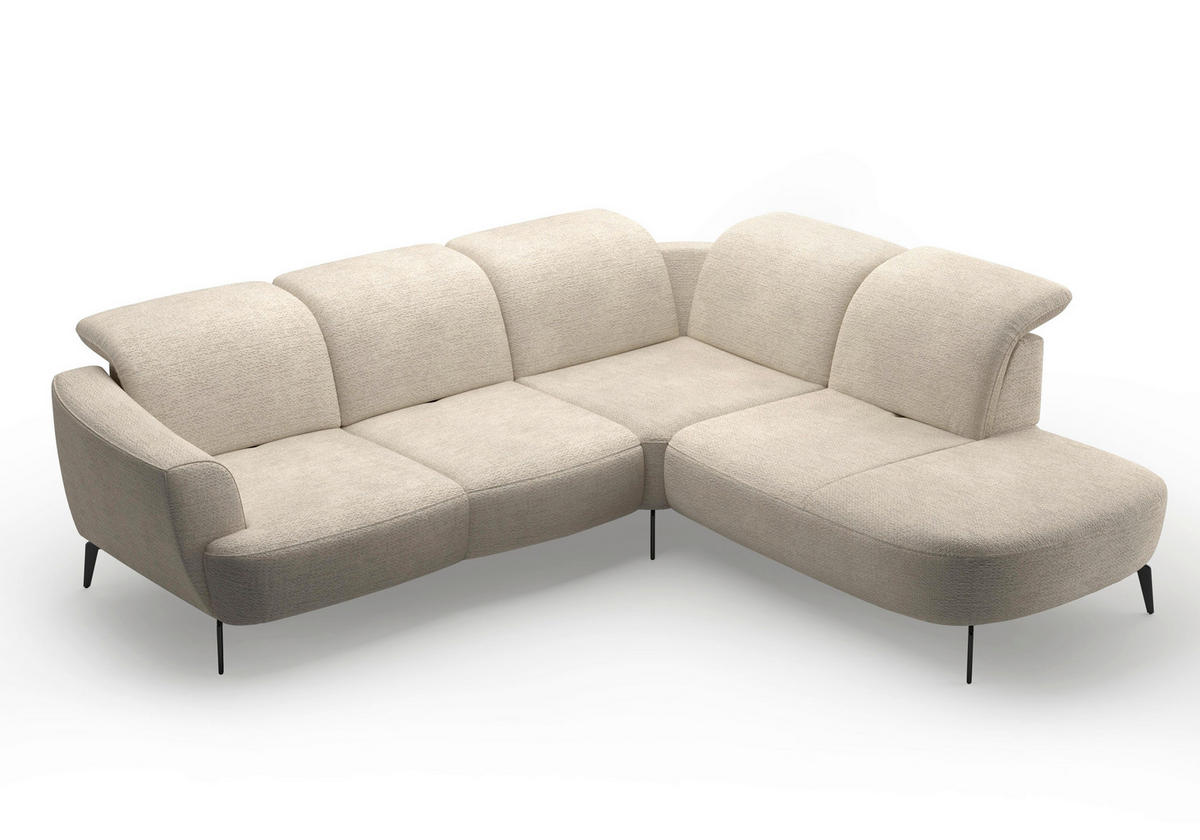 ECKSOFA in Chenille Sandfarben  300/267 cm  - Sandfarben/Schwarz, KONVENTIONELL, Textil/Metall (300/267cm) - Sit & More