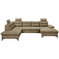 WOHNLANDSCHAFT Sandfarben Webstoff  - Sandfarben/Schwarz, KONVENTIONELL, Kunststoff/Textil (218/324/170cm) - Carryhome