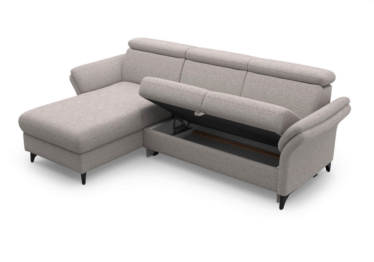 ECKSOFA GLENDALE E Silberfarben Chenille  - Silberfarben/Schwarz, KONVENTIONELL, Textil/Metall (166/253cm) - Sit & More