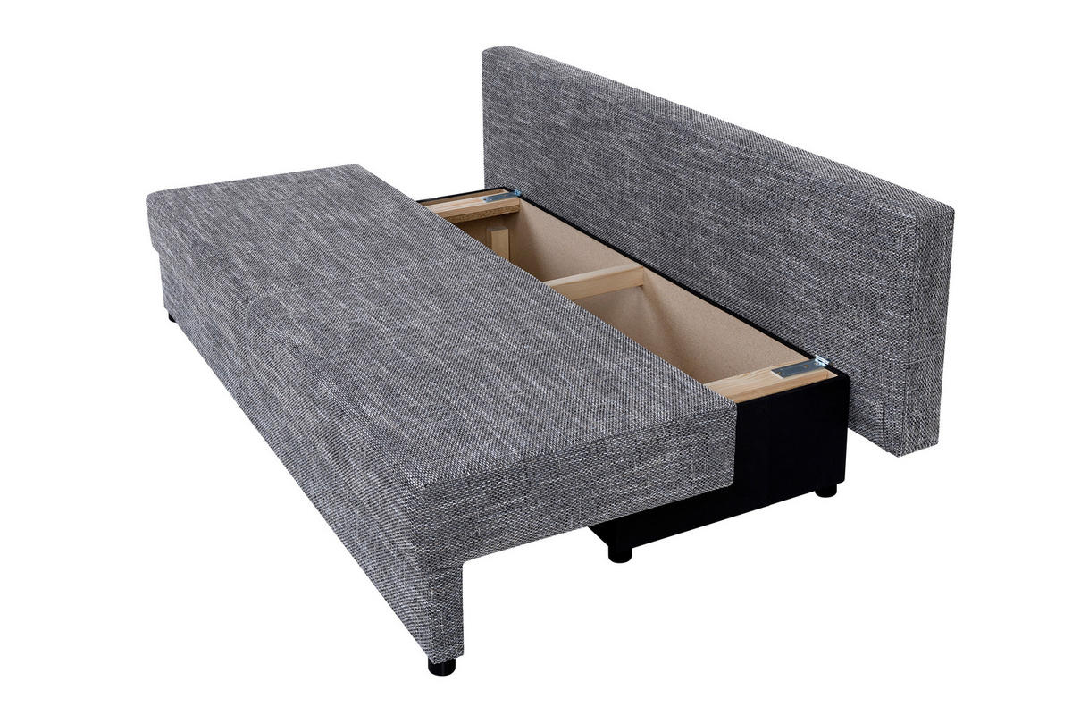 SCHLAFSOFA  mit Liegefunktion, Rücken echt Grau  - Schwarz/Braun, Design, Kunststoff/Textil (190/80/75cm) - P & B