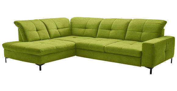 ECKSOFA in Chenille Limette 240/308 cm - Limette/Schwarz, Design, Textil/Metall (240/308cm) - Xora
