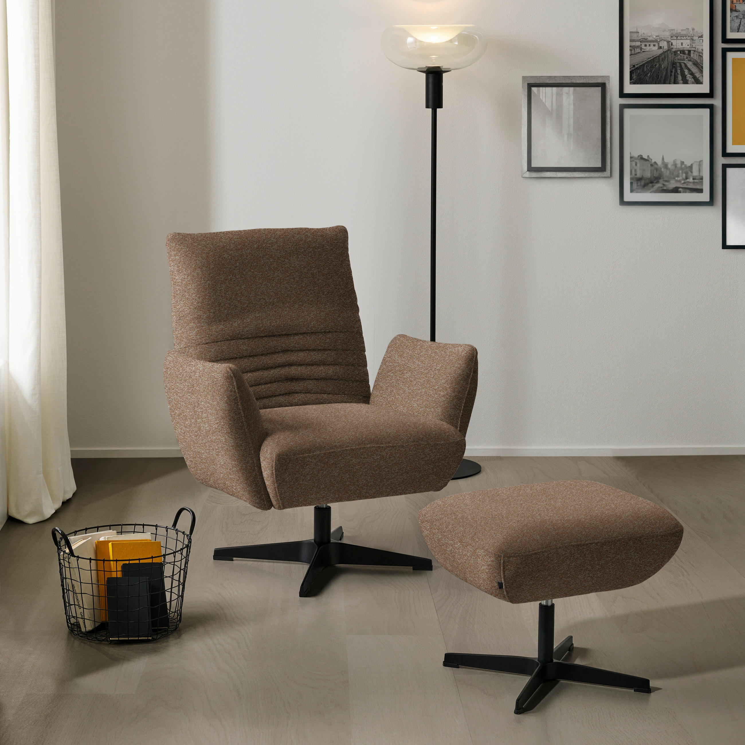 SESSEL in Bouclé Hellbraun  - Hellbraun/Schwarz, Design, Textil/Metall (60/94/86cm) - Dieter Knoll