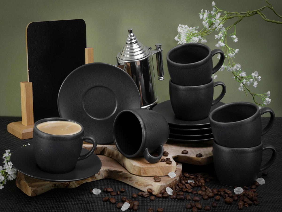 SET MED KOPPAR Soft Touch Black 12 delar  - Basics, keramik - Creatable