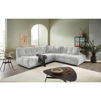 ECKSOFA ITALIA in Chenille Silberfarben  284/250 cm  - Silberfarben/Schwarz, MODERN, Kunststoff/Textil (284/250cm) - Livetastic