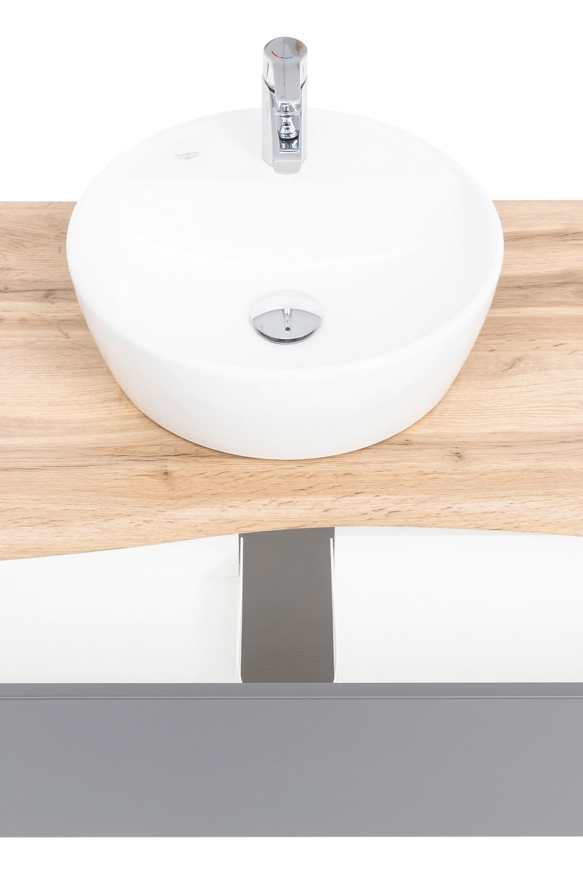 WASCHTISCHKOMBI 61 cm  - Eiche Wotan/Graphitfarben, Natur, Keramik/Holzwerkstoff (61cm) - Xora