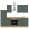 KÜCHENBLOCK 270 cm   in Eichefarben, Dunkelgrün  - Dunkelgrün/Eichefarben, MODERN, Holzwerkstoff/Metall (270cm) - Nobilia