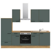 KÜCHENBLOCK 270 cm   in Eichefarben, Dunkelgrün  - Dunkelgrün/Eichefarben, MODERN, Holzwerkstoff/Metall (270cm) - Nobilia