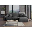 ECKSOFA  in Velours Dunkelgrau  293/195 cm  - Chromfarben/Dunkelgrau, KONVENTIONELL, Kunststoff/Textil (293/195cm) - Carryhome