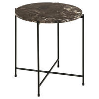 ODKLÁDACÍ STOLEK, hnědá, tmavě hnědá, kámen, 42/42/45 cm - tmavě hnědá/černá, Trend, kov/kámen (42/42/45cm)