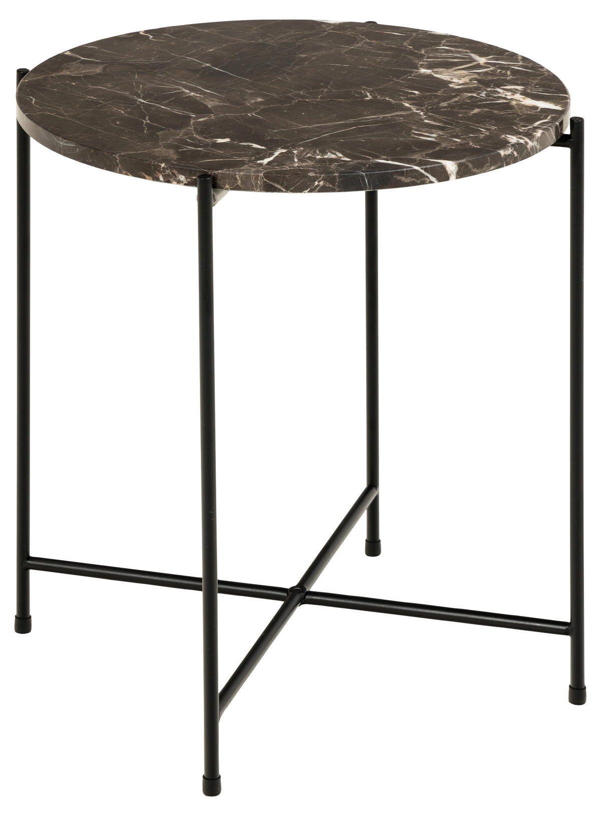 ODKLÁDACÍ STOLEK, hnědá, tmavě hnědá, kámen, 42/42/45 cm - tmavě hnědá/černá, Trend, kov/kámen (42/42/45cm)