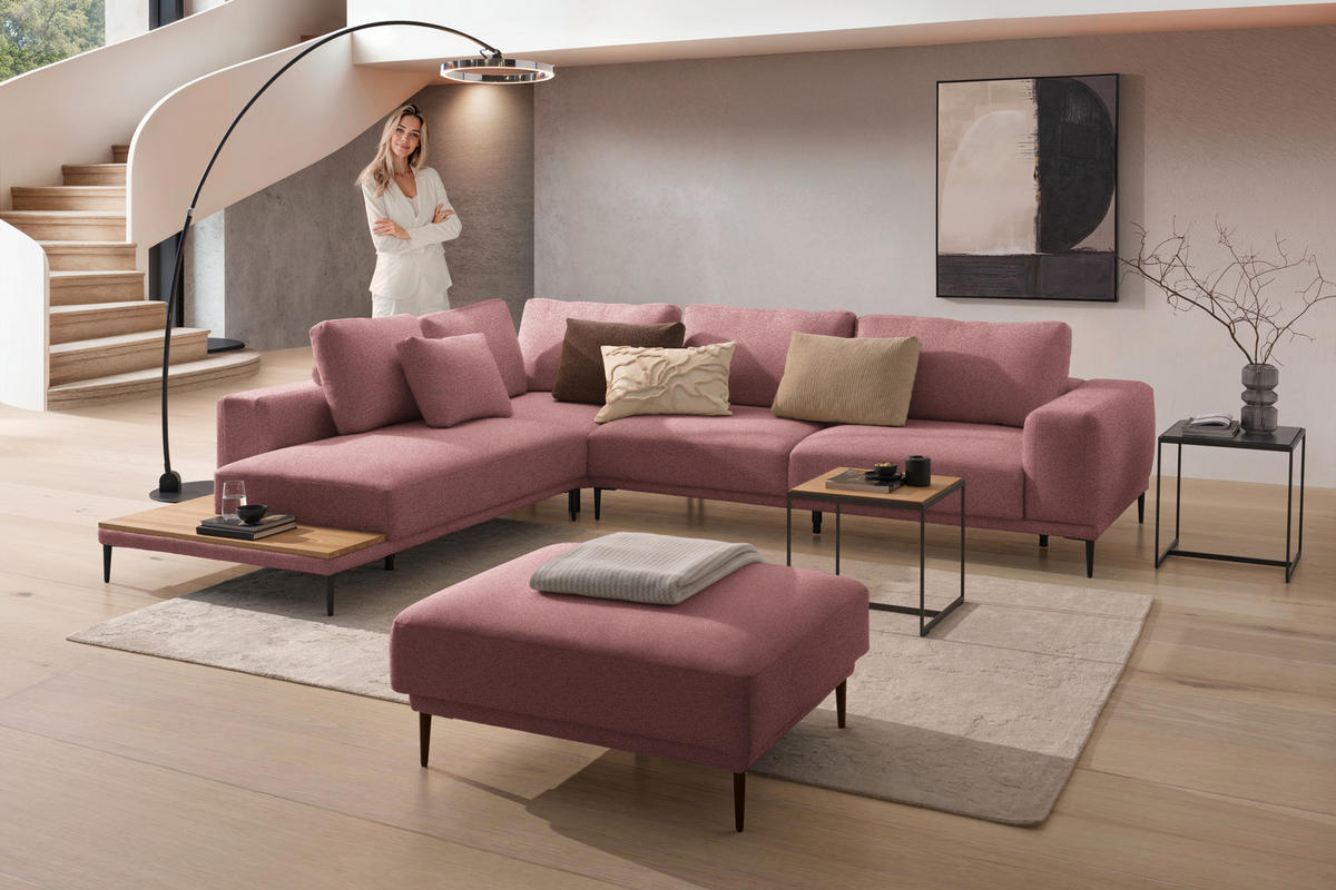 ECKSOFA  in Leinwand Beere  271/318 cm  - Beere/Schwarz, Design, Textil/Metall (271/318cm) - Belluti