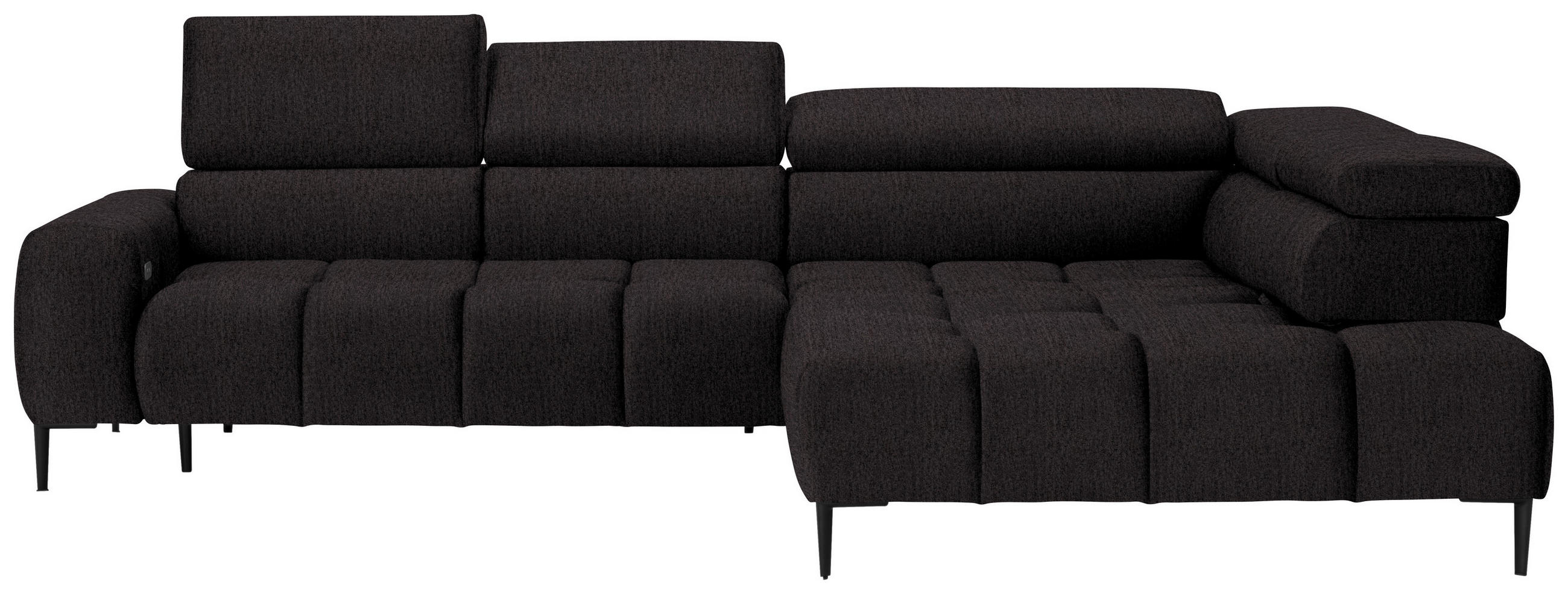 ECKSOFA Anthrazit Samt, Webstoff  - Anthrazit/Schwarz, Design, Textil/Metall (300/216cm) - Welnova