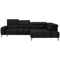 ECKSOFA in Samt, Webstoff Anthrazit  - Anthrazit/Schwarz, Design, Textil/Metall (300/216cm) - Welnova