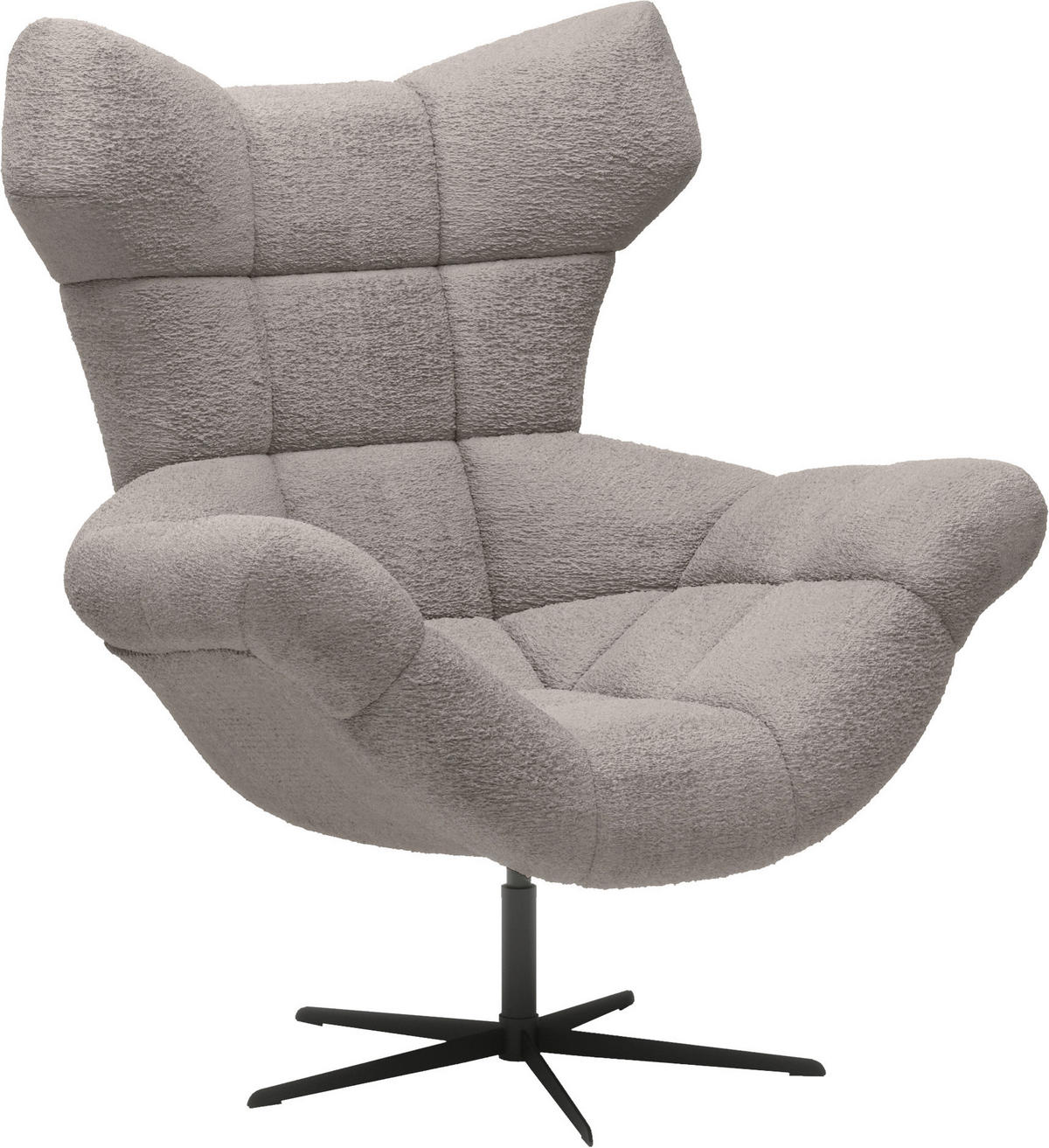 OHRENSESSEL Chenille Greige  - Greige/Schwarz, Design, Textil/Metall (103/119/84cm) - home24