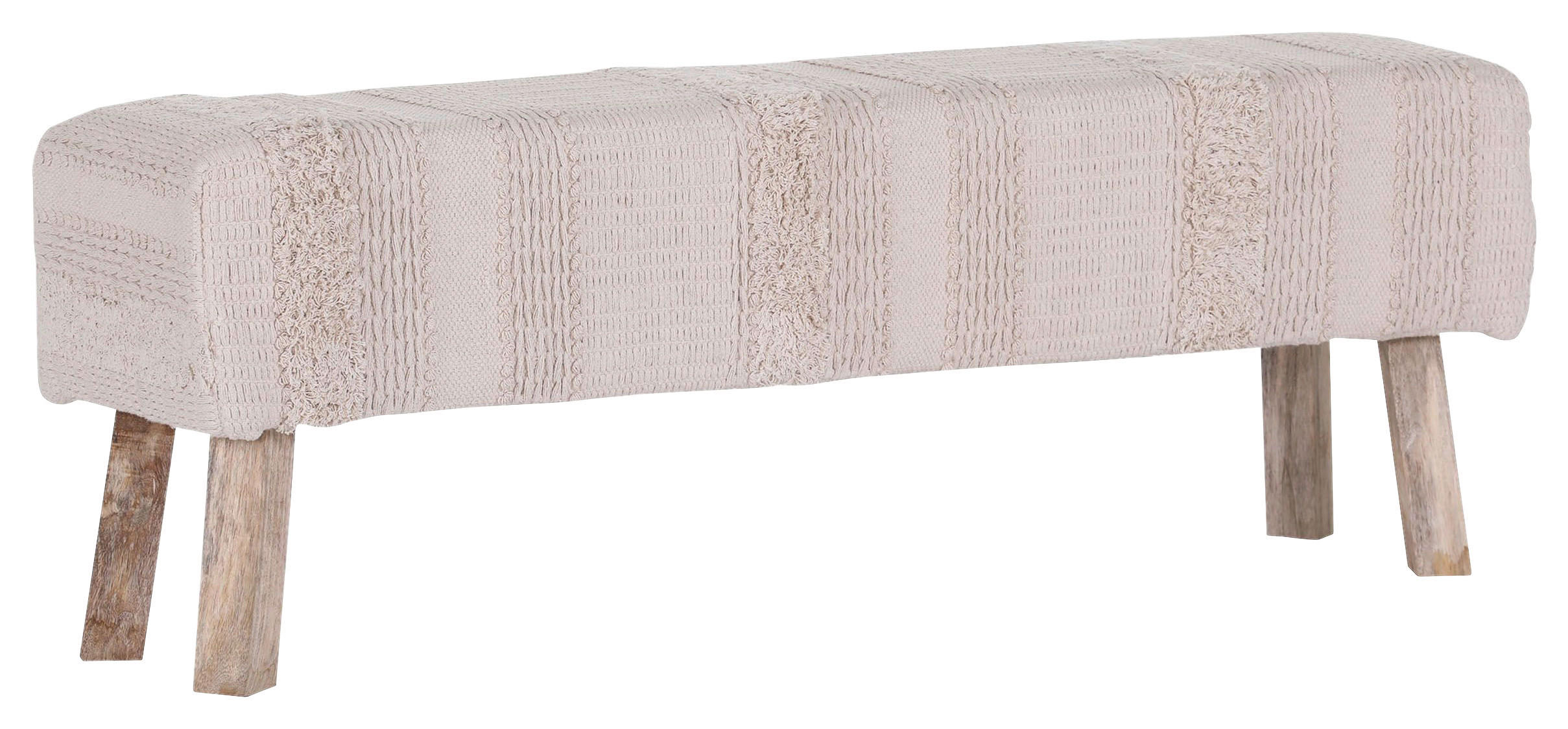 HOCKERBANK 140/50/35 cm Webstoff Creme, Beige Holz - Beige/Creme, Trend, Holz/Textil (140/50/35cm) - Carryhome