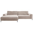 ECKSOFA Ottomane links  Taupe Cord  - Taupe/Schwarz, Design, Textil/Metall (207/296cm) - Dieter Knoll