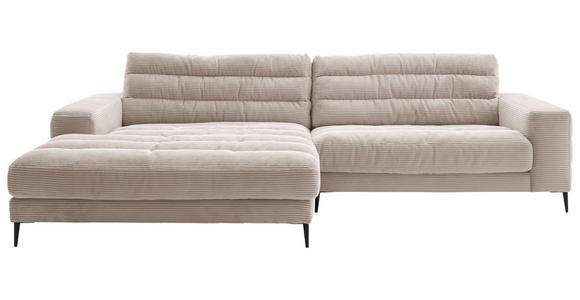 ECKSOFA Ottomane links  Taupe Cord  - Taupe/Schwarz, Design, Textil/Metall (207/296cm) - Dieter Knoll