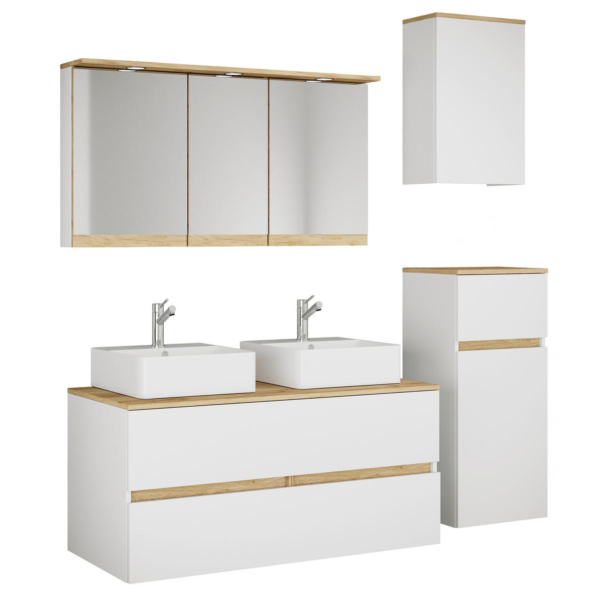 BADEZIMMER 6-teilig 151 cm  - Honigeiche/Weiss, Trend, Keramik/Holzwerkstoff (151cm) - MID.YOU
